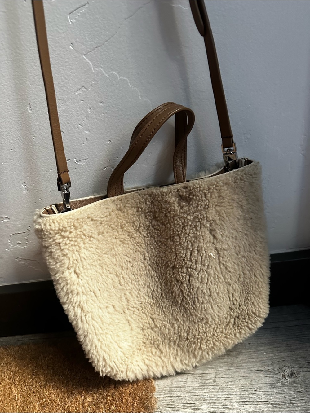 Theory Shearling Bucket Crossbody Bag